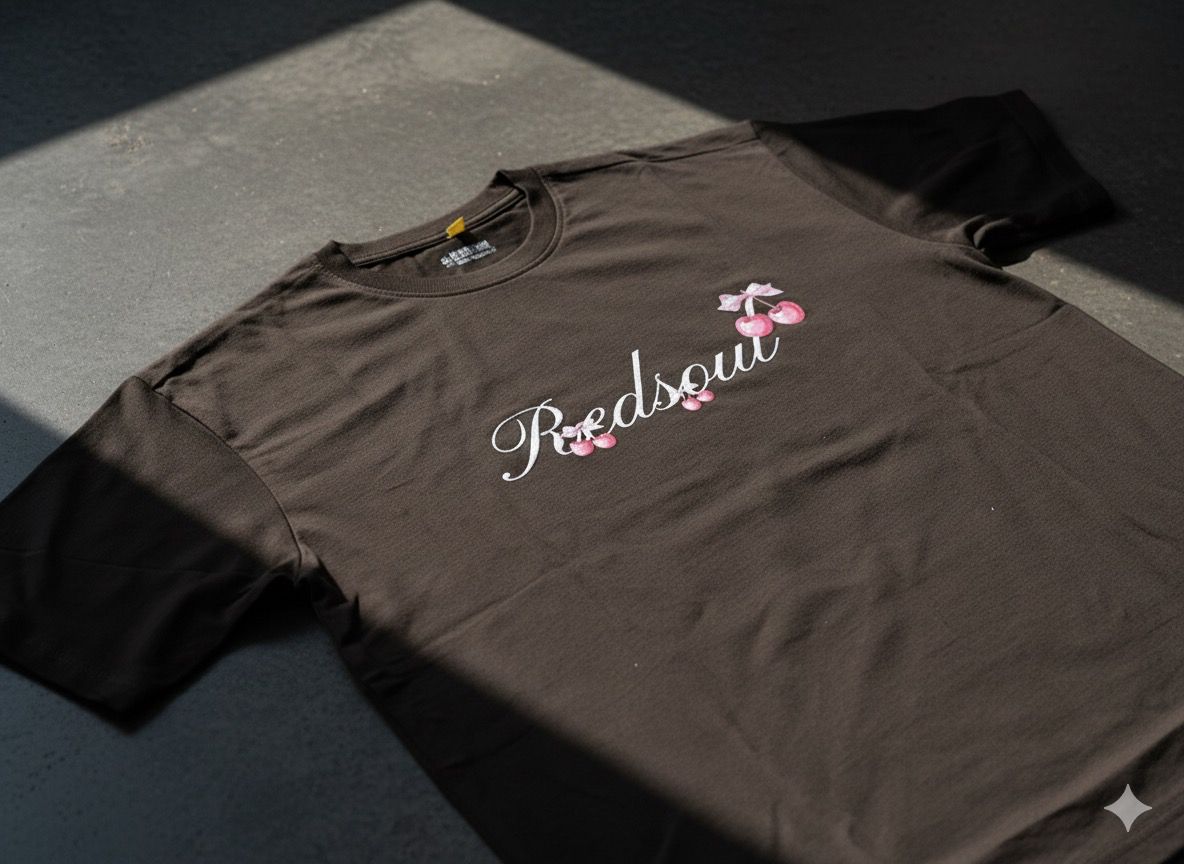“Tied with Sweetness” Cherry Bow T-Shirt - Brown Coquette Aesthetic Graphic Tee