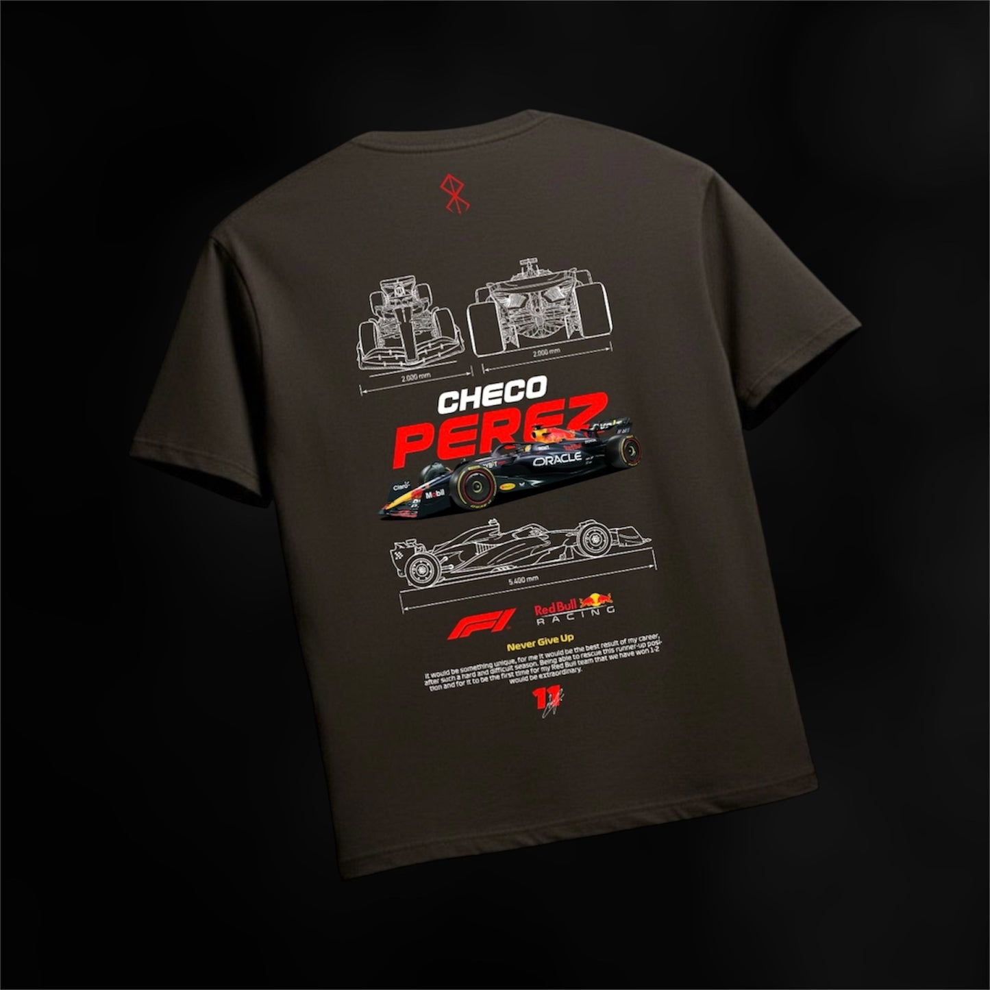RedSoul-Checo Pérez Red Bull Racing Technical Blueprint T-Shirt