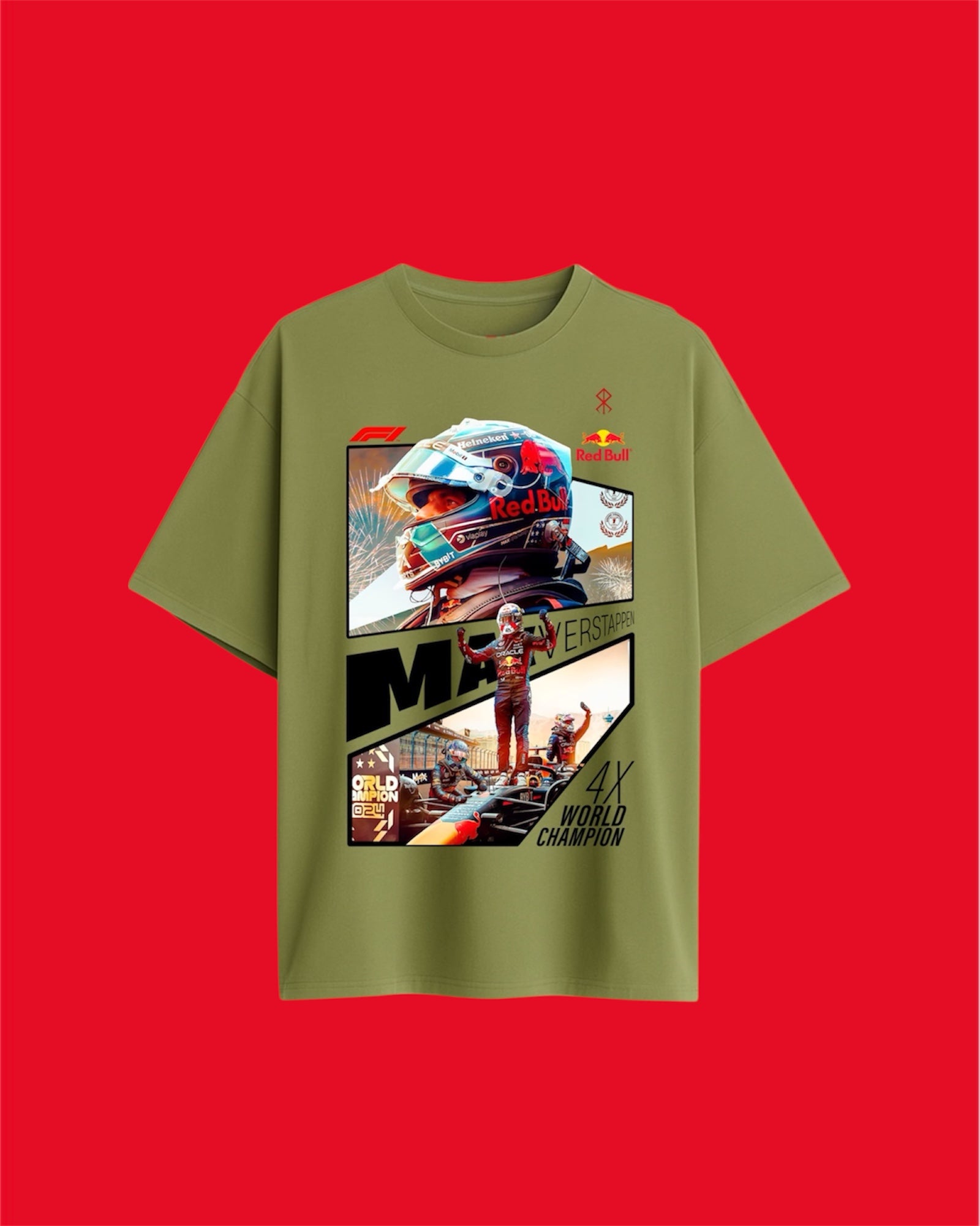 Max Verstappen 4X Champion Oversized T-Shirt – Red Bull Racing Formula 1 Edition
