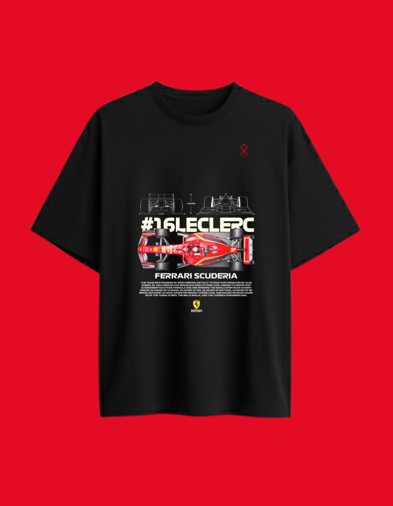 Leclerc Oversized Graphic T-Shirt – Ferrari Scuderia Streetwear Edition