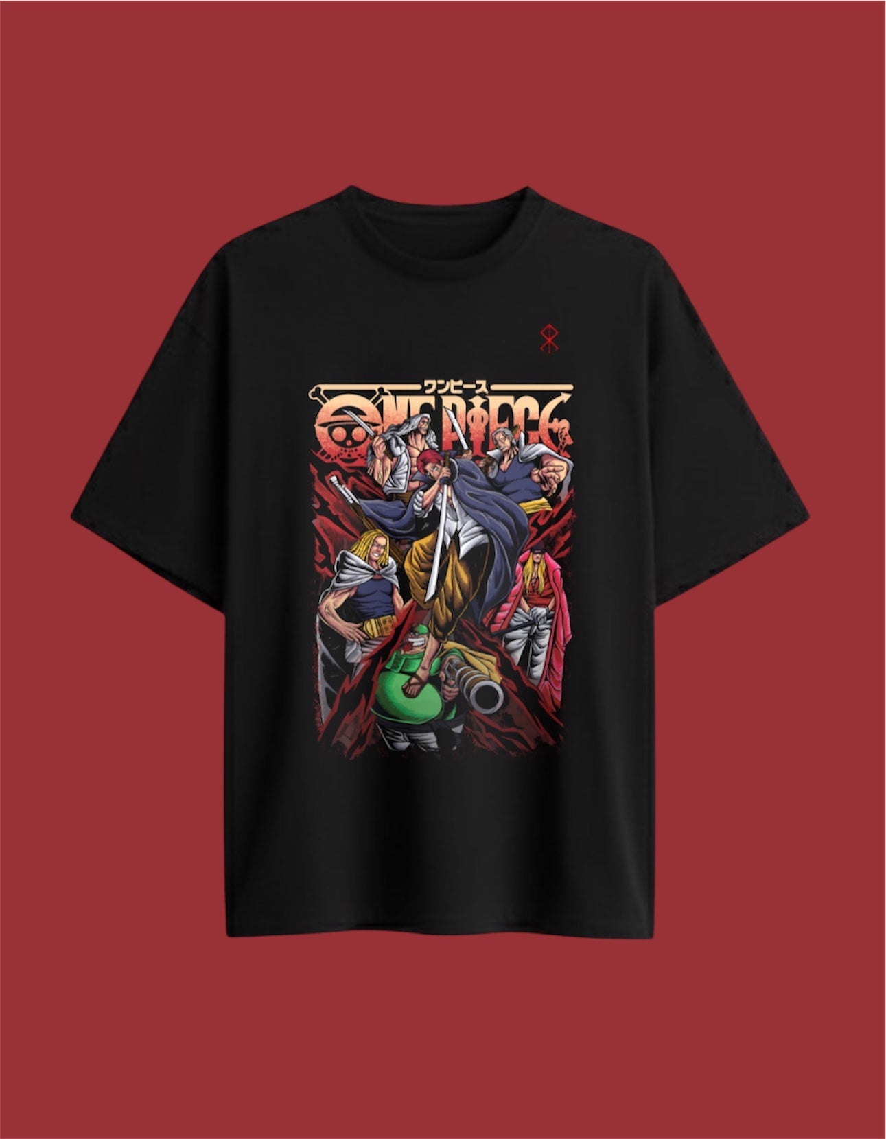 Oversized Black Anime Graphic T-Shirt – One Piece Inspired